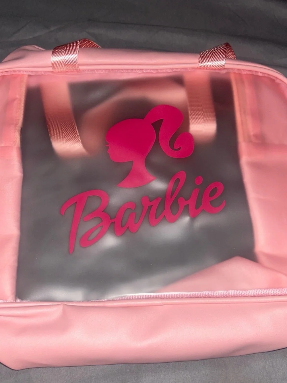 Barbie Pink Clear Tote with Hot Pink Logo